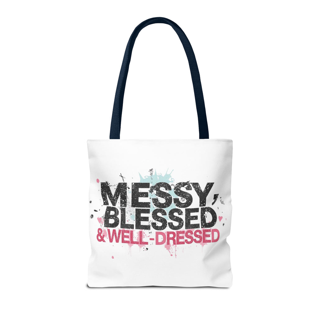 Messy, Blessed & Well-Dressed Tote Bag - Stylish Everyday Companion for Moms, Gifts, Shopping, Beach, Travel