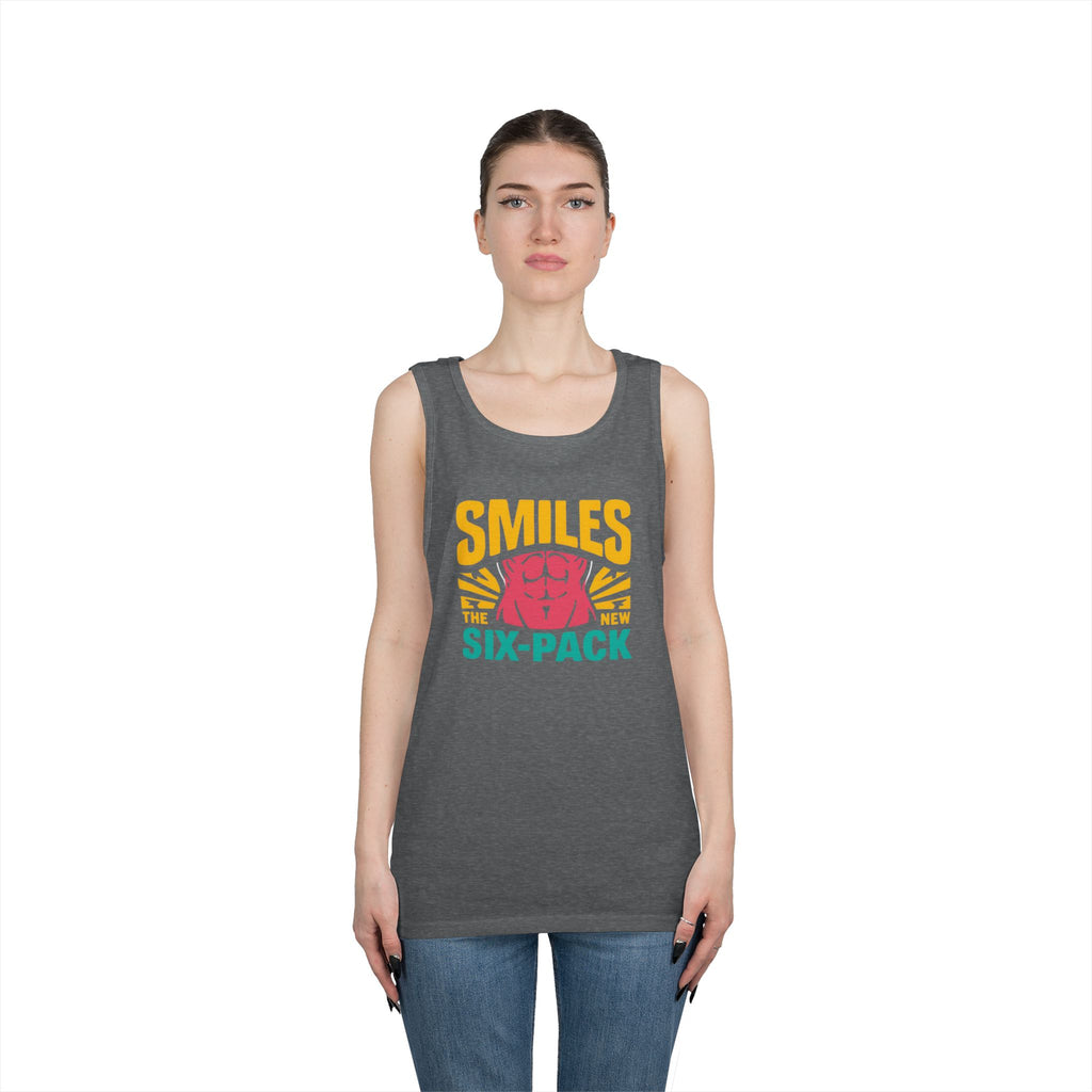 Smiles Six-Pack Cotton Tank Top | Funny Fitness Shirt, Unisex Workout Wear, Casual Summer Top, Gym Gift, Share a Smile Apparel