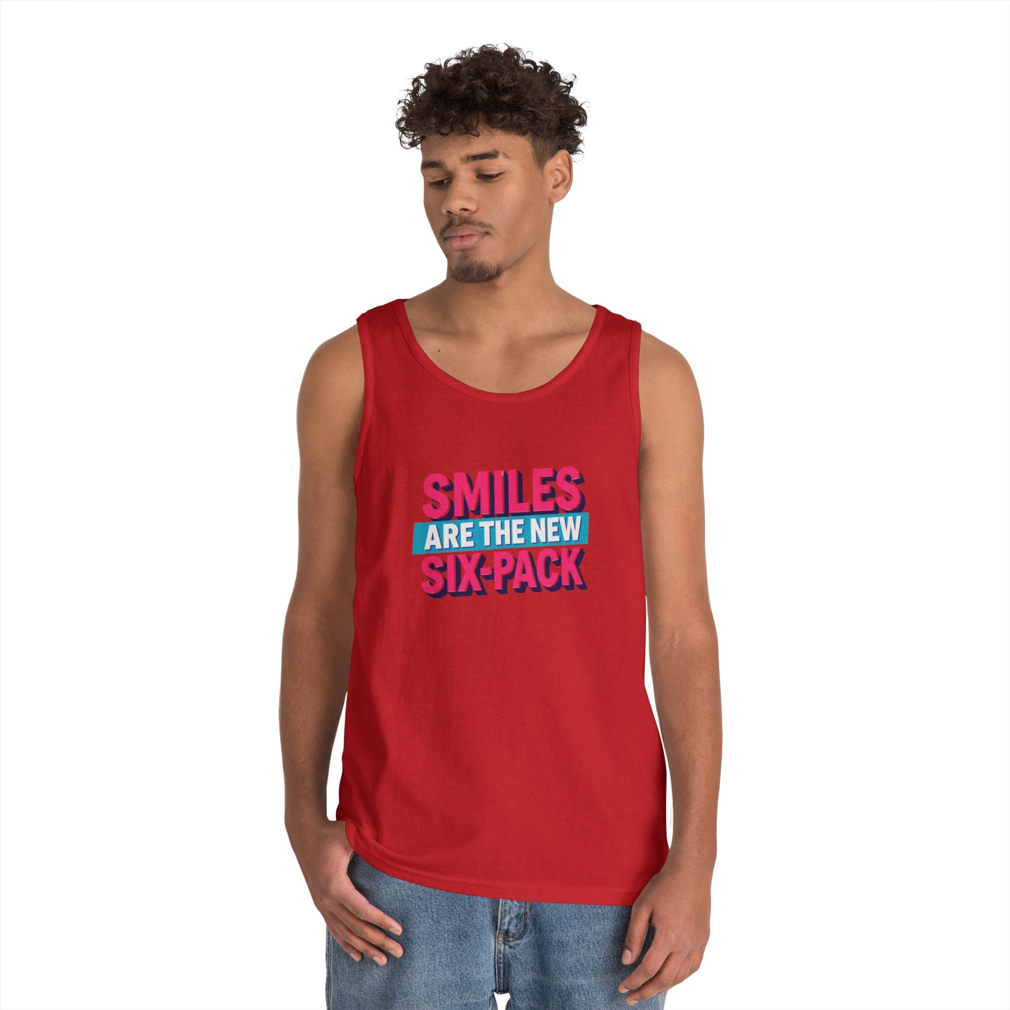 Smiles are the new Six Pack - Unisex Heavy Cotton Tank Top