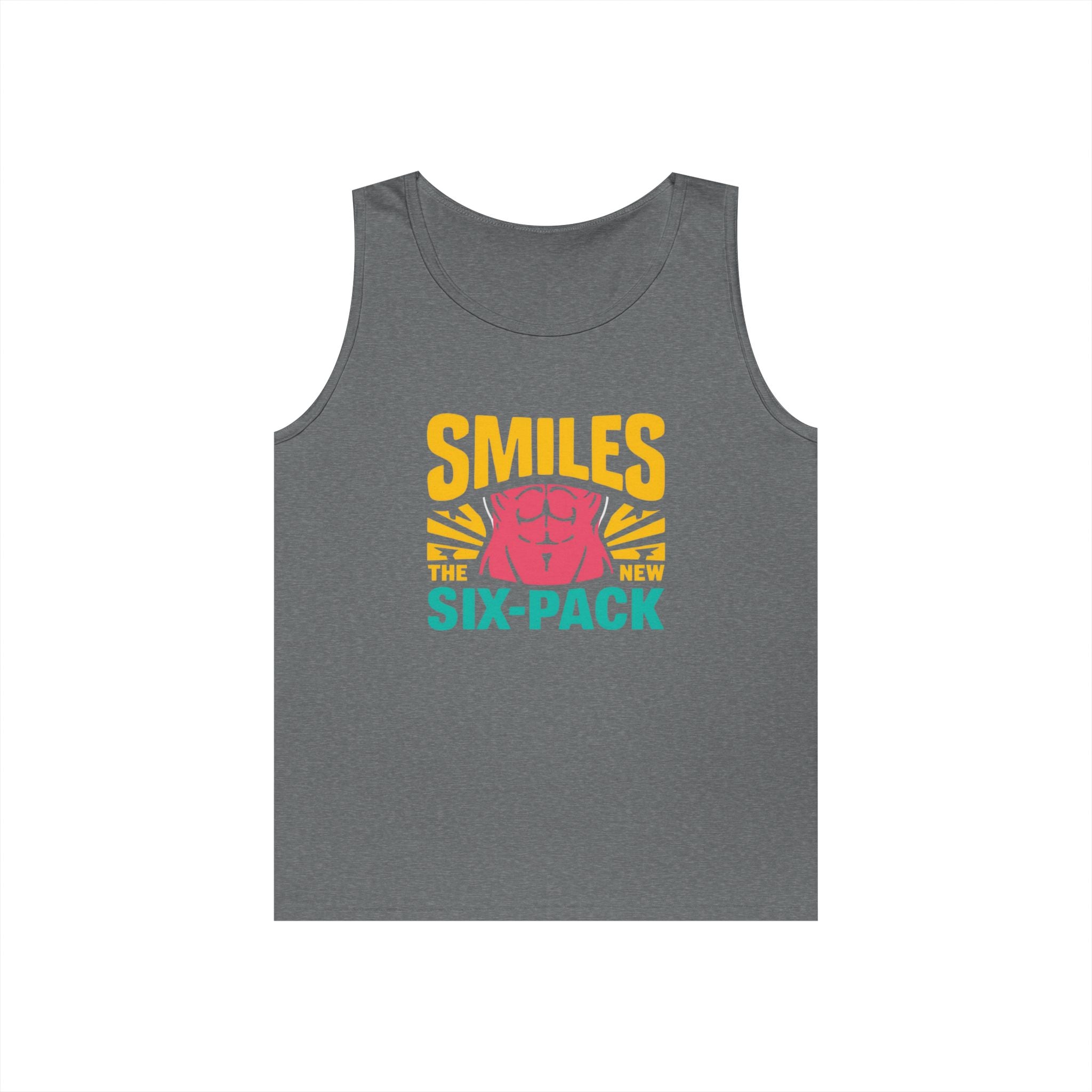 Smiles Six-Pack Cotton Tank Top | Funny Fitness Shirt, Unisex Workout Wear, Casual Summer Top, Gym Gift, Share a Smile Apparel