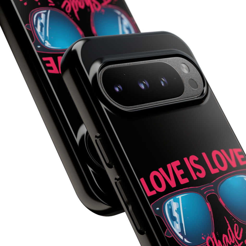 Love Is Love Phone Case, Fun Sunglasses Design, Unique Phone Accessory, Colorful Cell Phone Cover