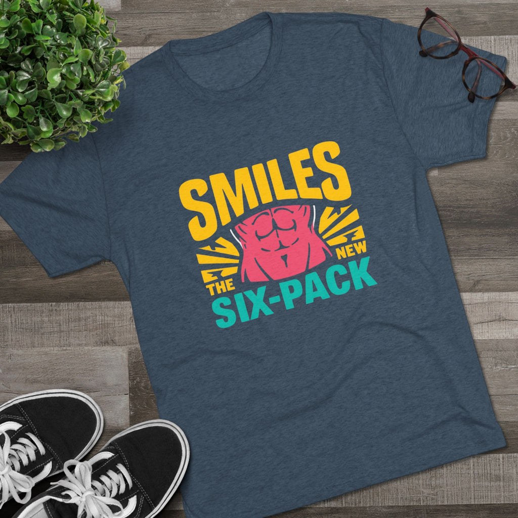 Smiles Six-Pack Tri-Blend Tee - Fun T-Shirt for Fitness Lovers, Workout Motivation, Funny Gift, Casual Wear, Birthday Present