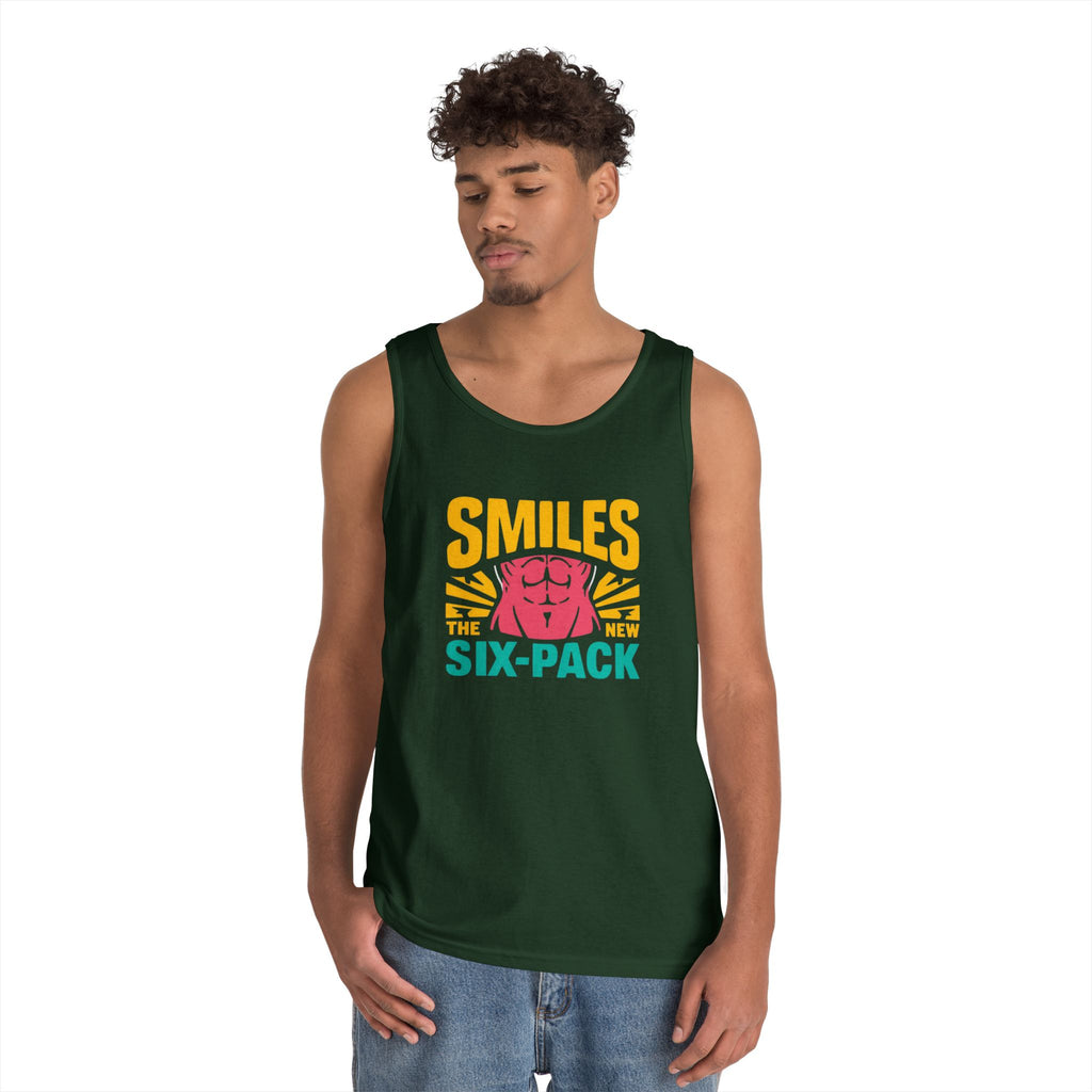 Smiles Six-Pack Cotton Tank Top | Funny Fitness Shirt, Unisex Workout Wear, Casual Summer Top, Gym Gift, Share a Smile Apparel