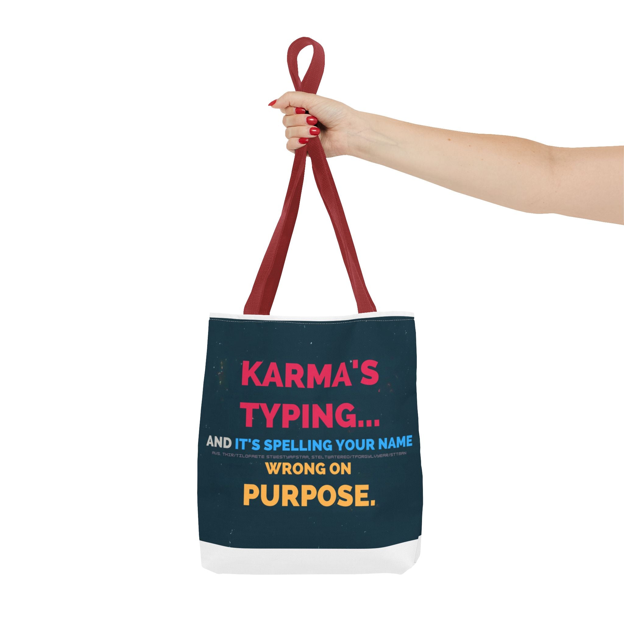 Karma Typing Tote Bag - Fun & Quirky Gift for Friends, Beach, Shopping, Eco-Friendly, Humor, Everyday Use