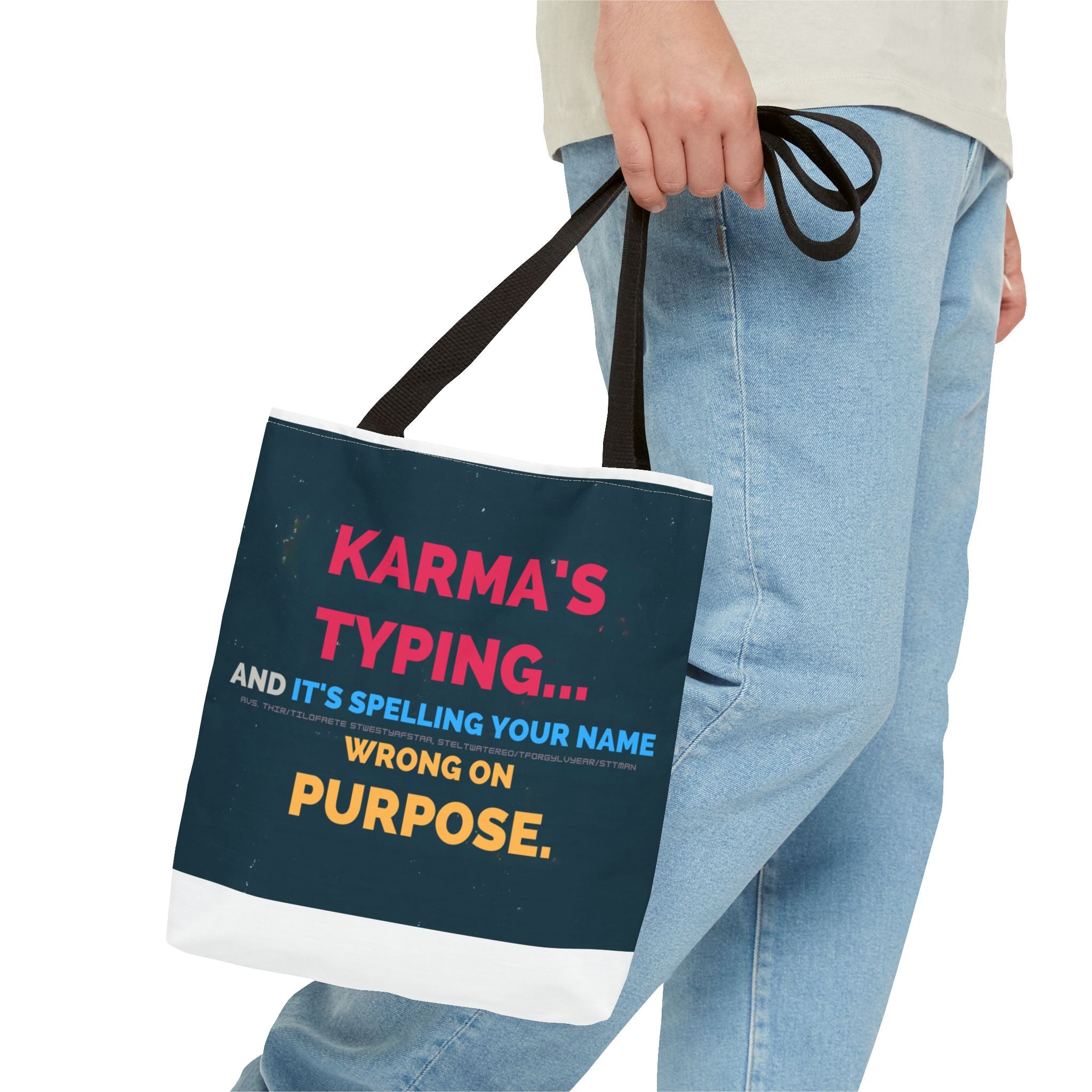 Karma Typing Tote Bag - Fun & Quirky Gift for Friends, Beach, Shopping, Eco-Friendly, Humor, Everyday Use