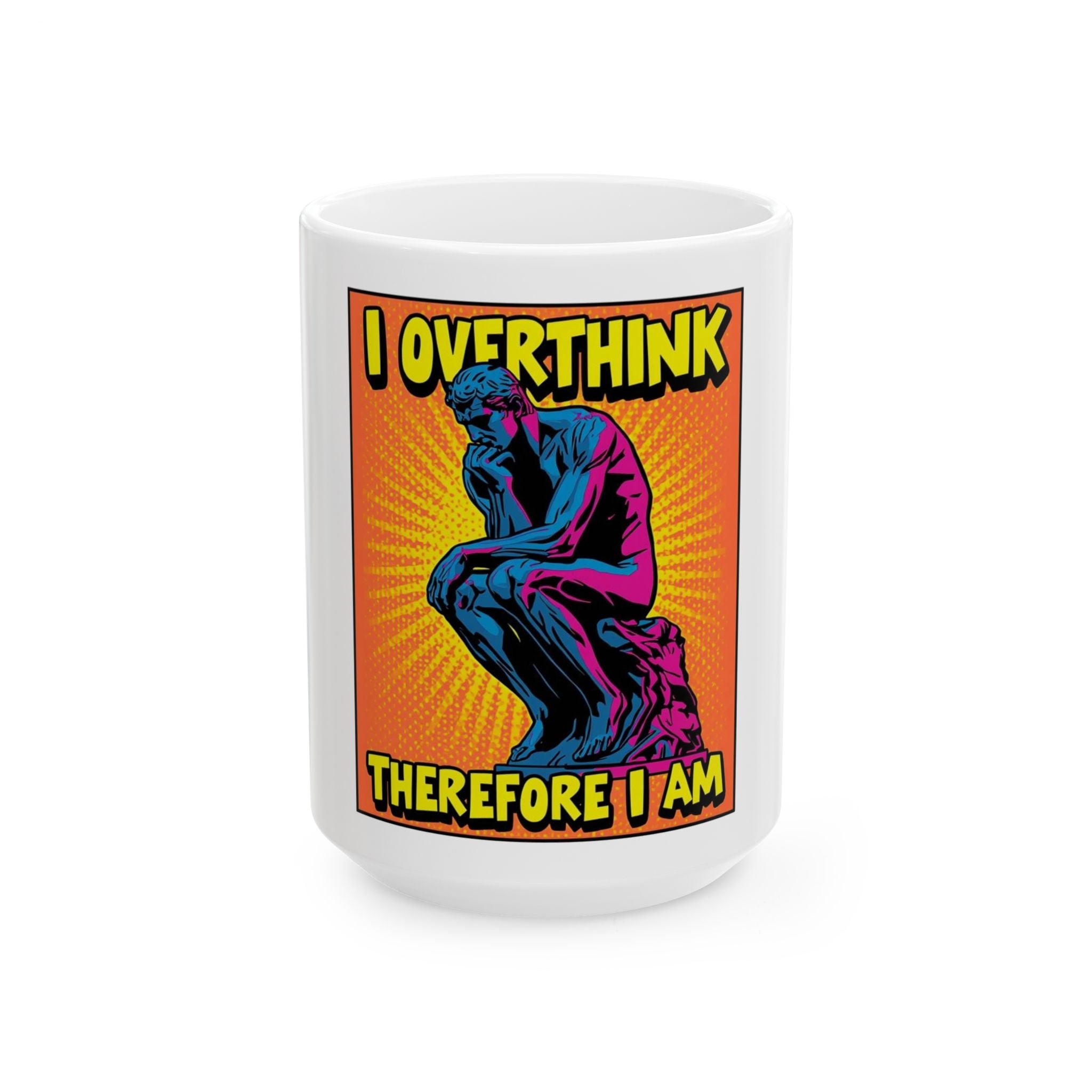 Thinker Overthinker Ceramic Mug - Coffee Cup for Deep Thinkers, Funny Gift, Philosopher Mug, Unique Office Decor