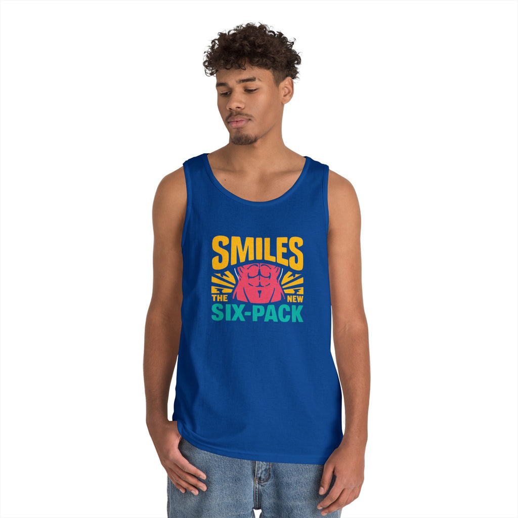 Smiles Six-Pack Cotton Tank Top | Funny Fitness Shirt, Unisex Workout Wear, Casual Summer Top, Gym Gift, Share a Smile Apparel