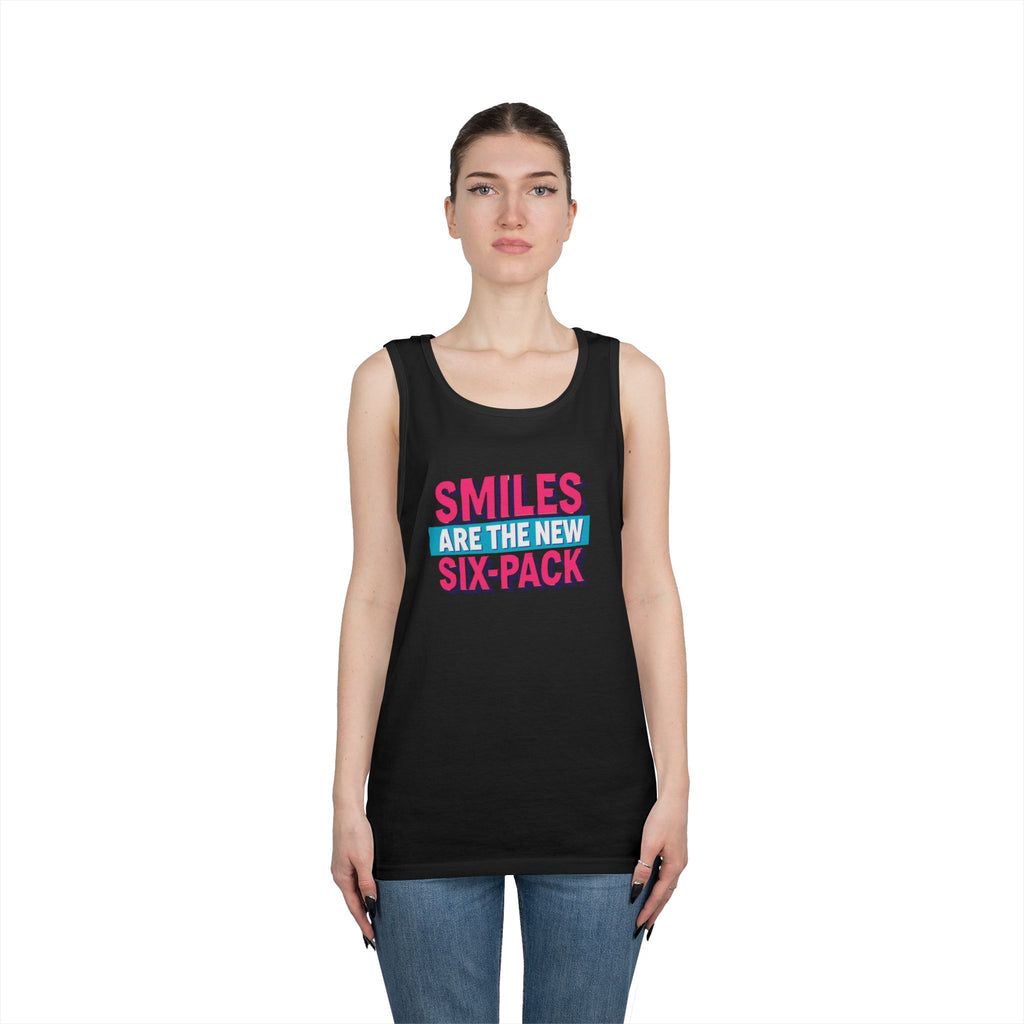 Smiles are the new Six Pack - Unisex Heavy Cotton Tank Top