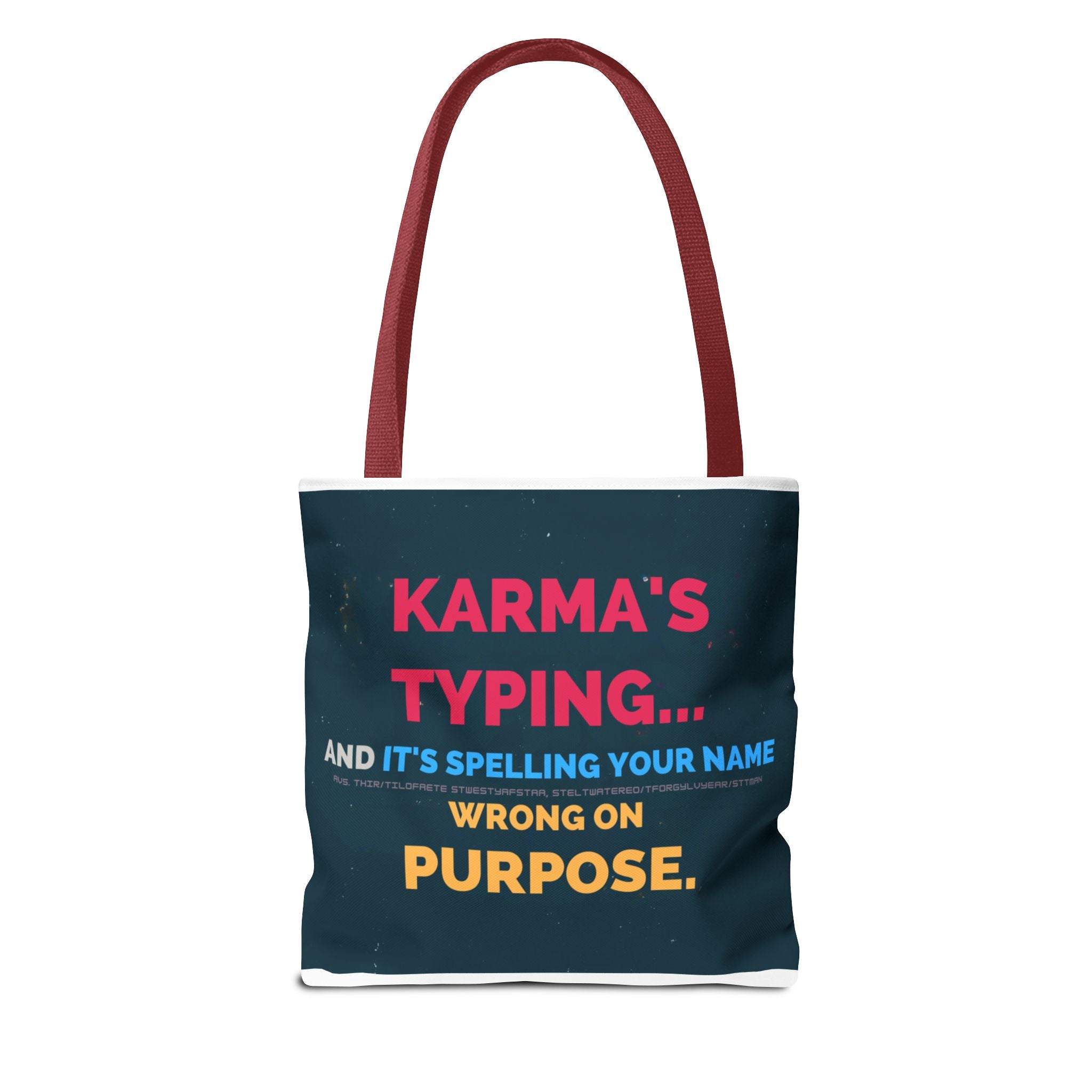 Karma Typing Tote Bag - Fun & Quirky Gift for Friends, Beach, Shopping, Eco-Friendly, Humor, Everyday Use