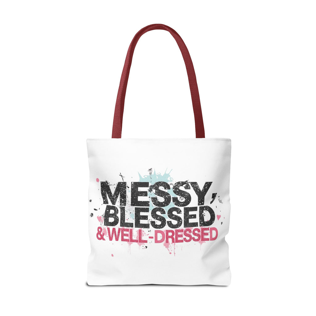 Messy, Blessed & Well-Dressed Tote Bag - Stylish Everyday Companion for Moms, Gifts, Shopping, Beach, Travel