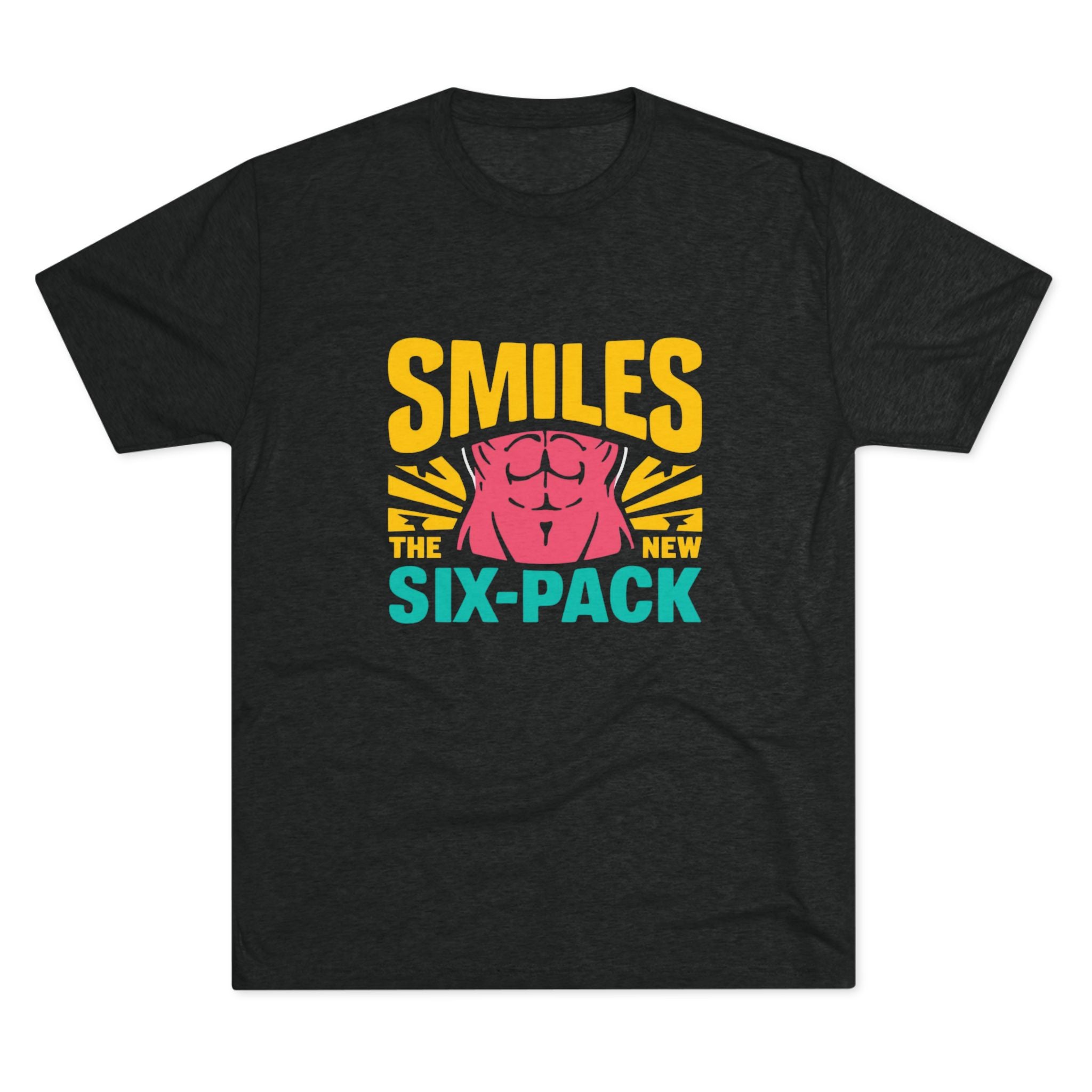 Smiles Six-Pack Tri-Blend Tee - Fun T-Shirt for Fitness Lovers, Workout Motivation, Funny Gift, Casual Wear, Birthday Present