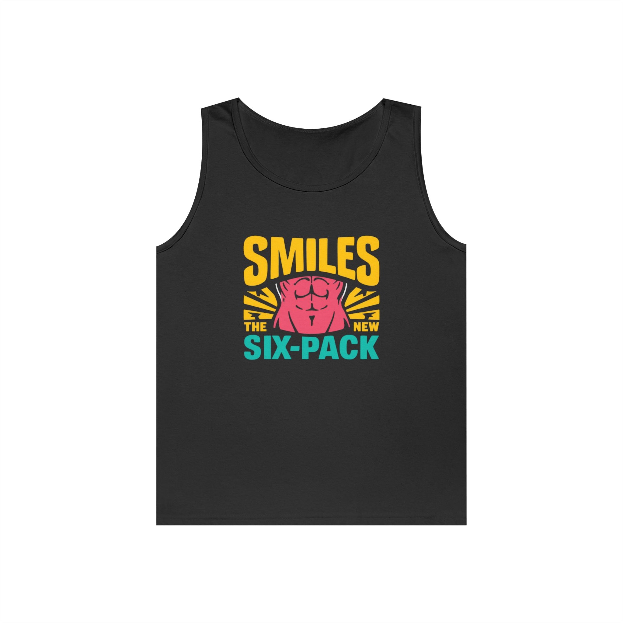 Smiles Six-Pack Cotton Tank Top | Funny Fitness Shirt, Unisex Workout Wear, Casual Summer Top, Gym Gift, Share a Smile Apparel
