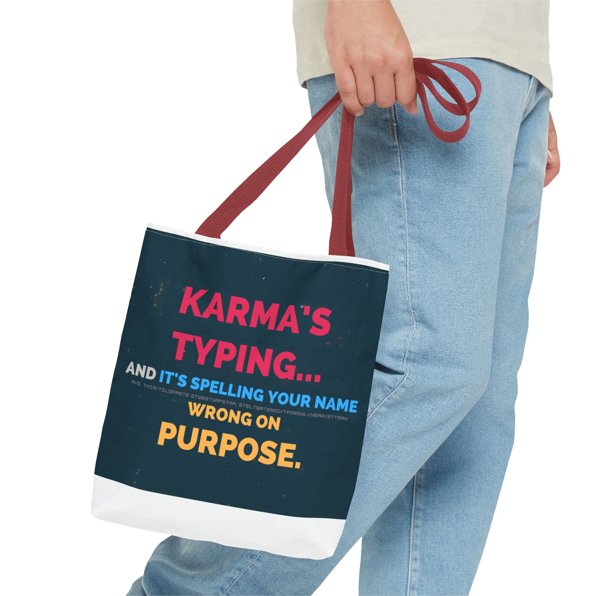 Karma Typing Tote Bag - Fun & Quirky Gift for Friends, Beach, Shopping, Eco-Friendly, Humor, Everyday Use