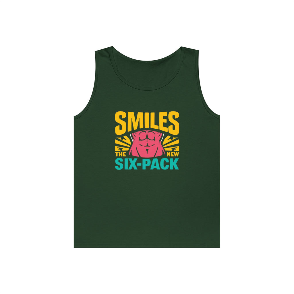 Smiles Six-Pack Cotton Tank Top | Funny Fitness Shirt, Unisex Workout Wear, Casual Summer Top, Gym Gift, Share a Smile Apparel