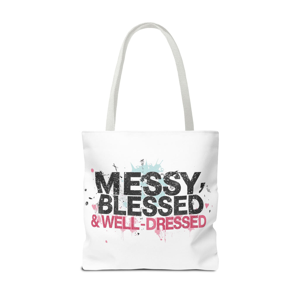 Messy, Blessed & Well-Dressed Tote Bag - Stylish Everyday Companion for Moms, Gifts, Shopping, Beach, Travel
