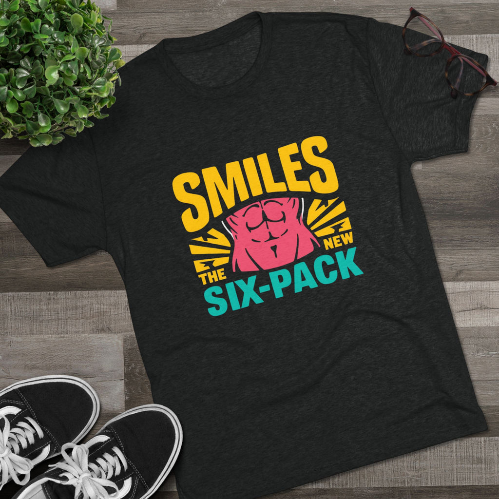 Smiles Six-Pack Tri-Blend Tee - Fun T-Shirt for Fitness Lovers, Workout Motivation, Funny Gift, Casual Wear, Birthday Present