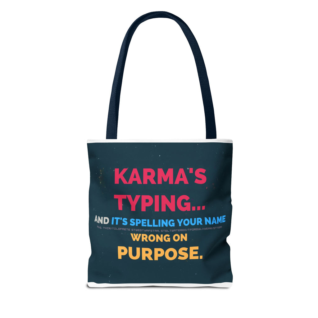 Karma Typing Tote Bag - Fun & Quirky Gift for Friends, Beach, Shopping, Eco-Friendly, Humor, Everyday Use