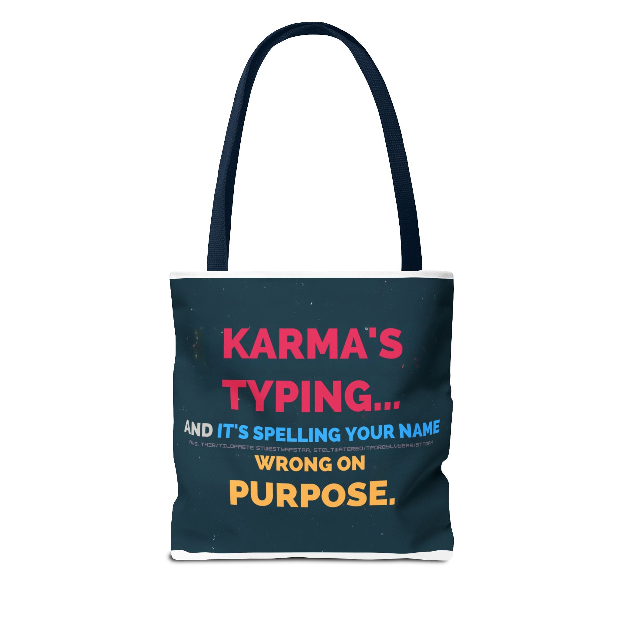 Karma Typing Tote Bag - Fun & Quirky Gift for Friends, Beach, Shopping, Eco-Friendly, Humor, Everyday Use