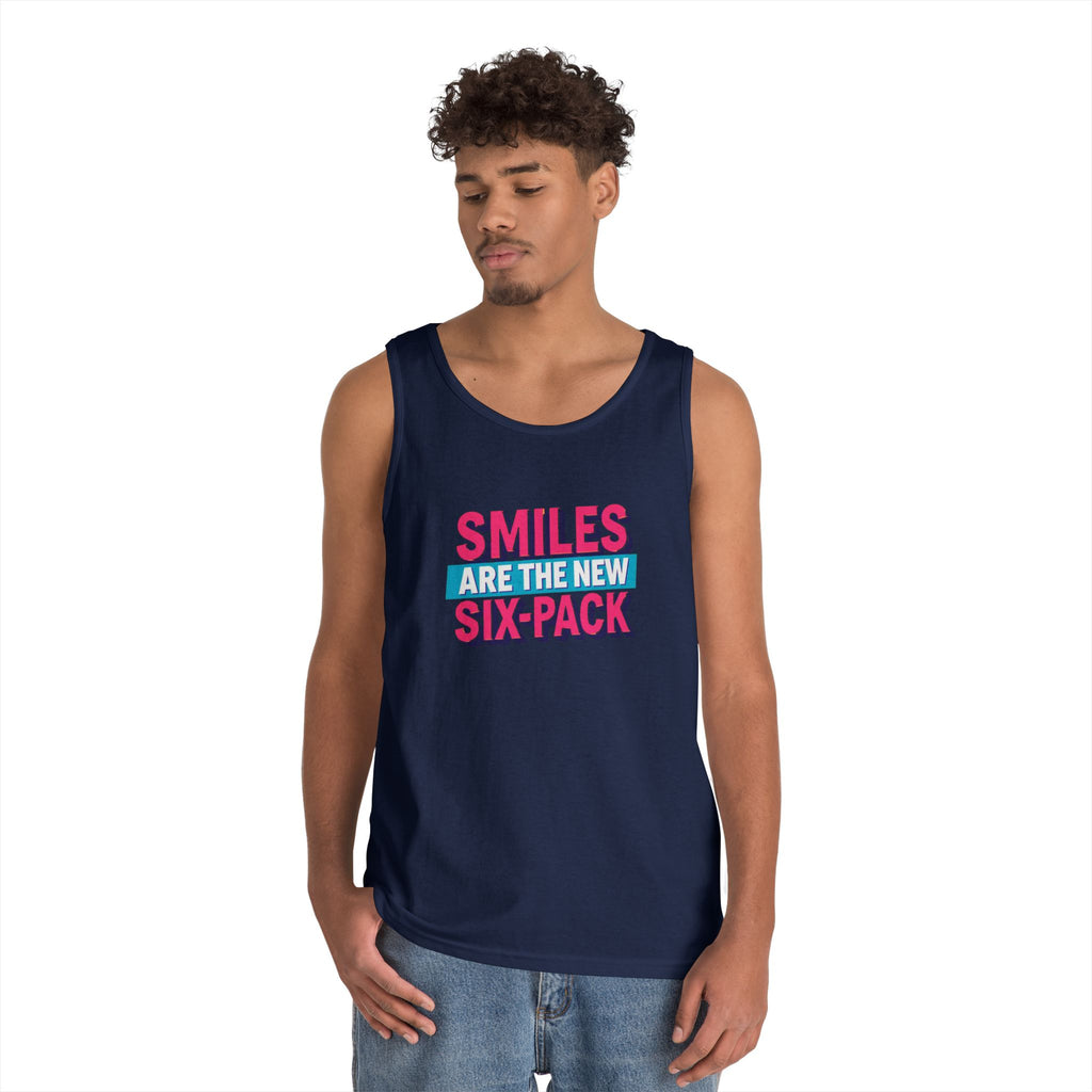 Smiles are the new Six Pack - Unisex Heavy Cotton Tank Top