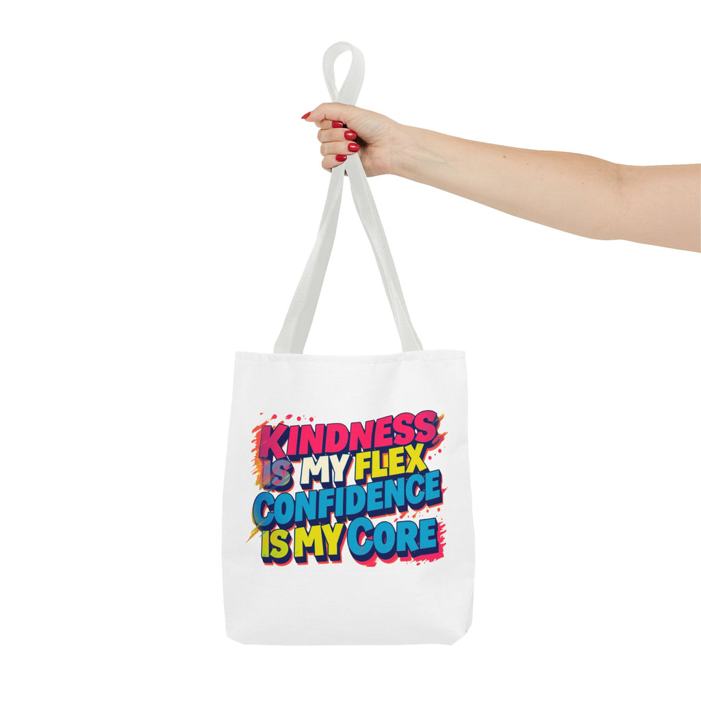 Confidence & Kindness Tote Bag - Motivational AOP Carryall for Every Day, Gift for Friends, Mindfulness, Affirmation, Eco-Friendly