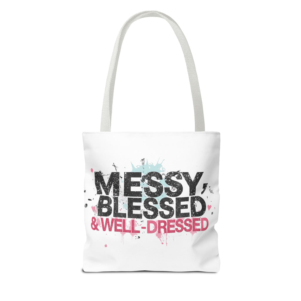 Messy, Blessed & Well-Dressed Tote Bag - Stylish Everyday Companion for Moms, Gifts, Shopping, Beach, Travel