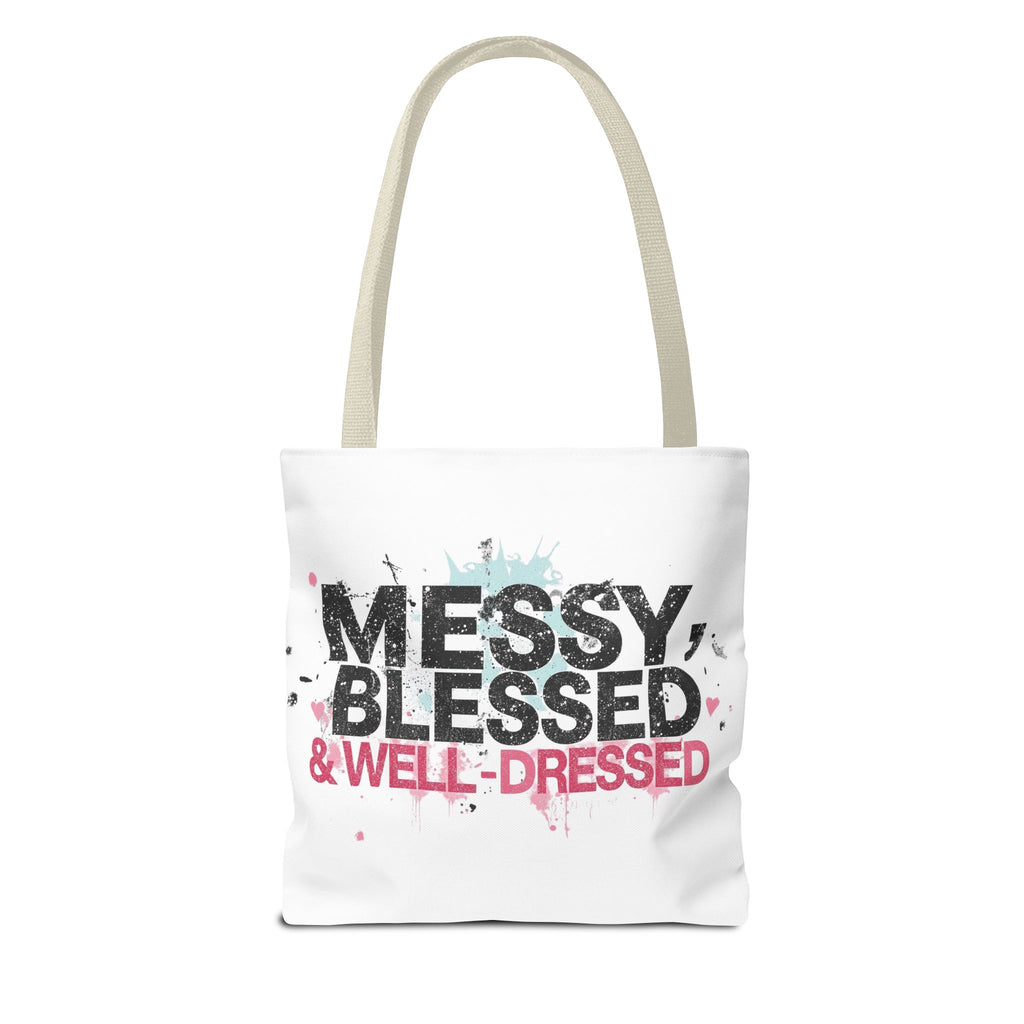 Messy, Blessed & Well-Dressed Tote Bag - Stylish Everyday Companion for Moms, Gifts, Shopping, Beach, Travel
