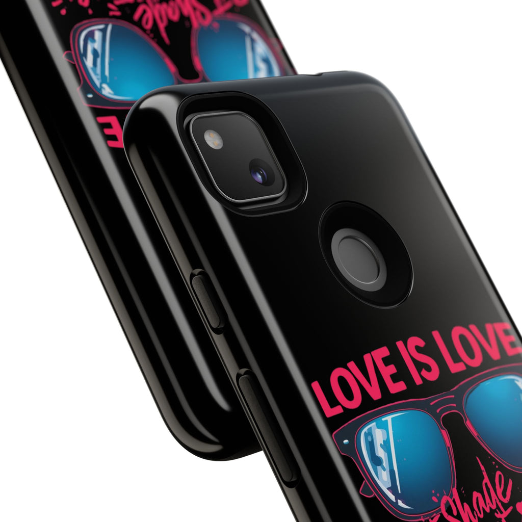 Love Is Love Phone Case, Fun Sunglasses Design, Unique Phone Accessory, Colorful Cell Phone Cover