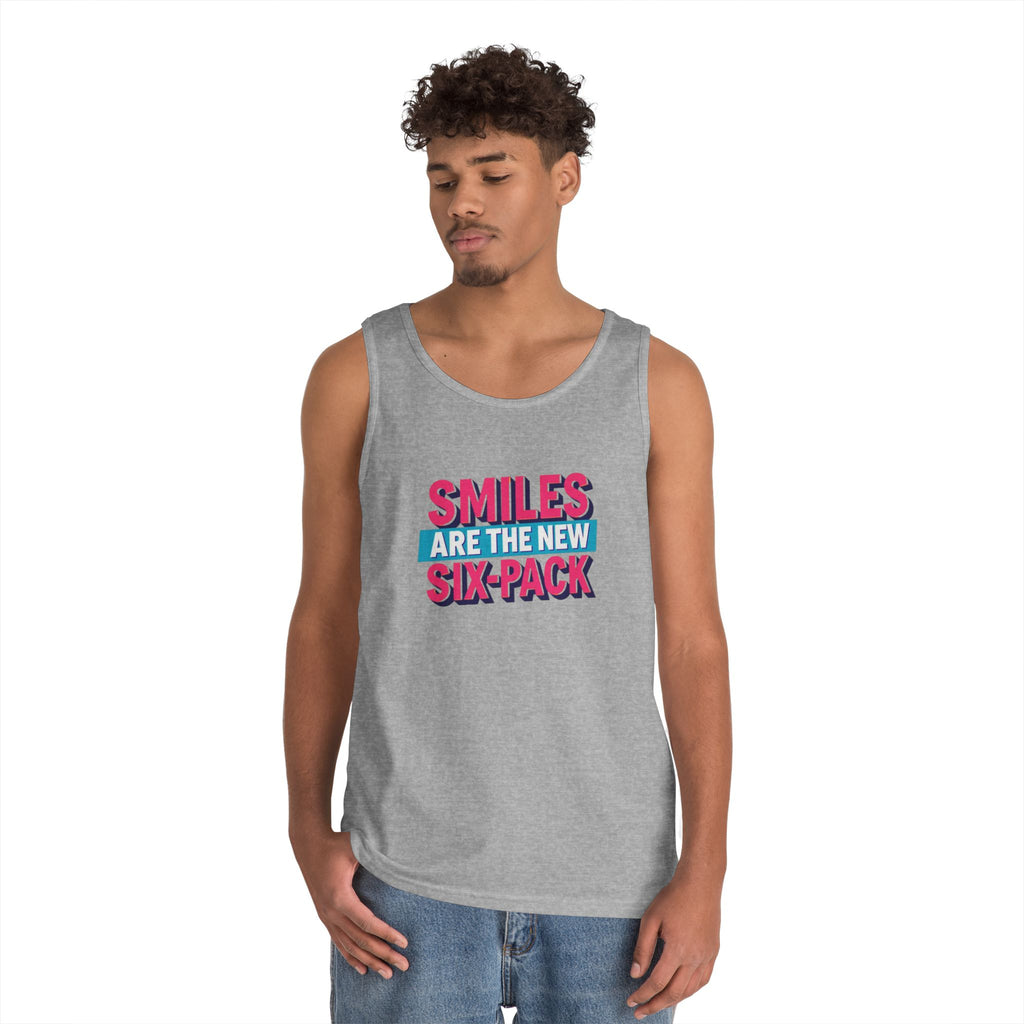 Smiles are the new Six Pack - Unisex Heavy Cotton Tank Top
