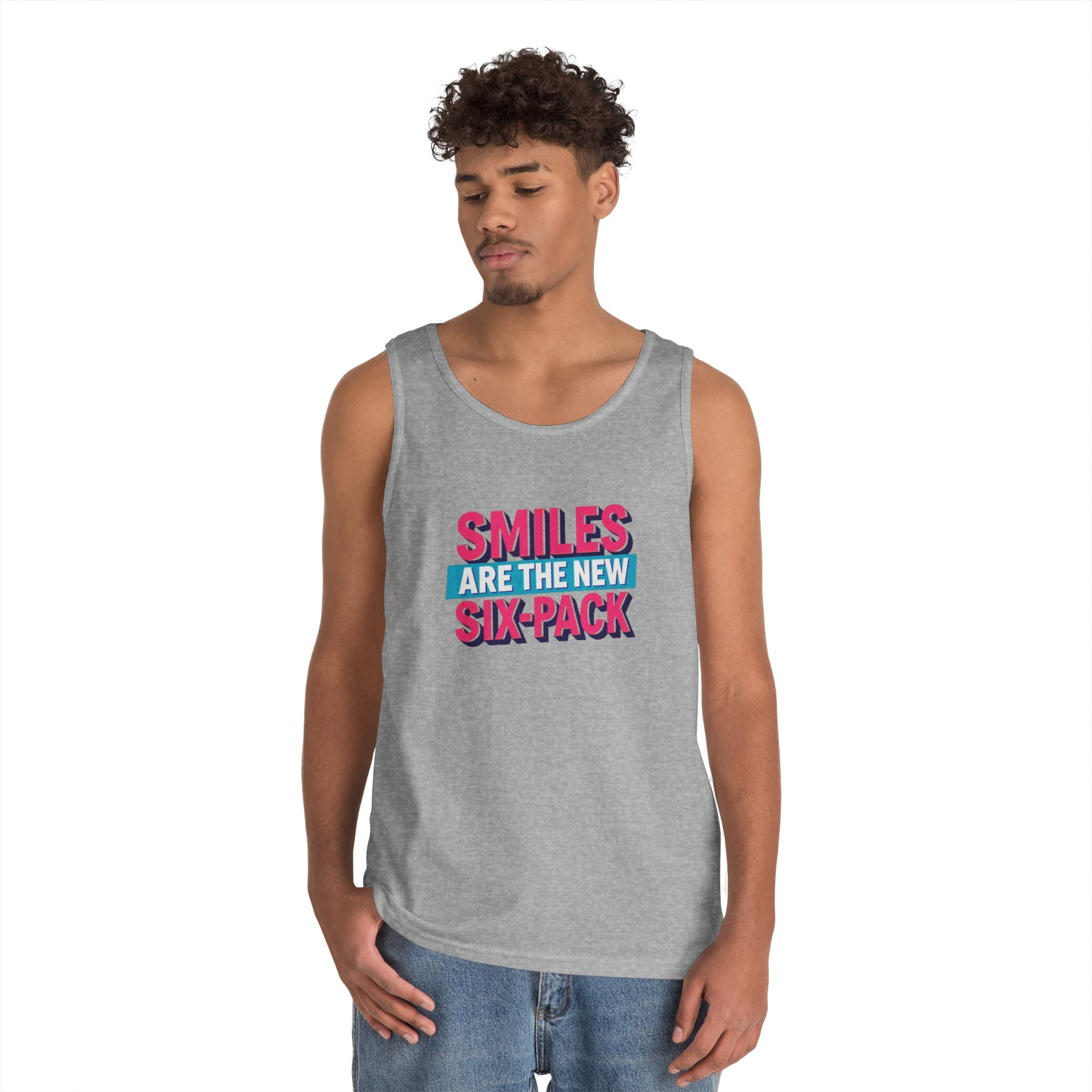 Smiles are the new Six Pack - Unisex Heavy Cotton Tank Top