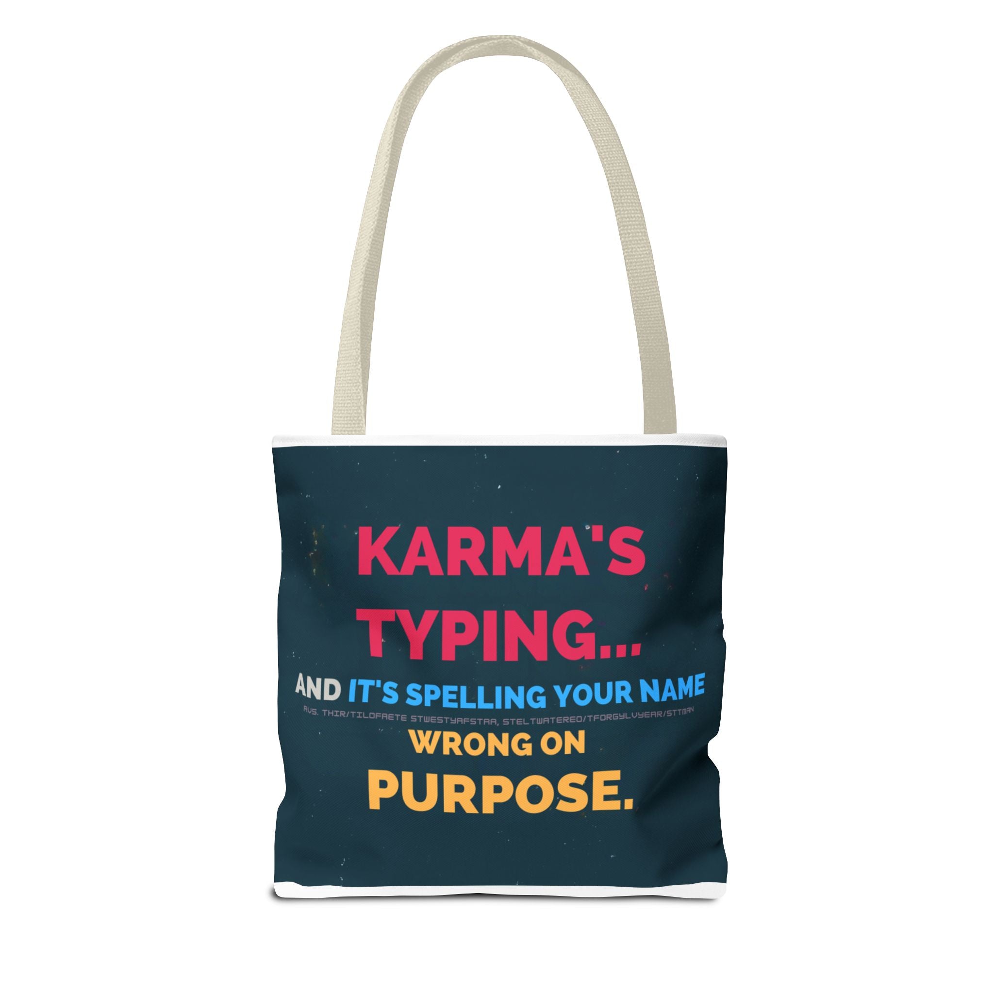 Karma Typing Tote Bag - Fun & Quirky Gift for Friends, Beach, Shopping, Eco-Friendly, Humor, Everyday Use