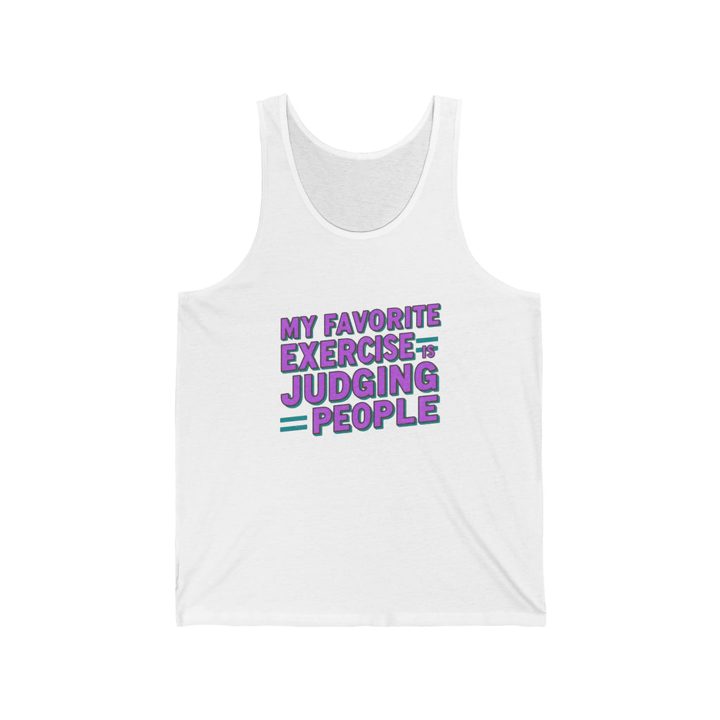 My Favorite Exercise Jersey Tank | Funny Workout Shirt, Gym Gift, Humor Apparel, Summer Wear, Judging People Tank
