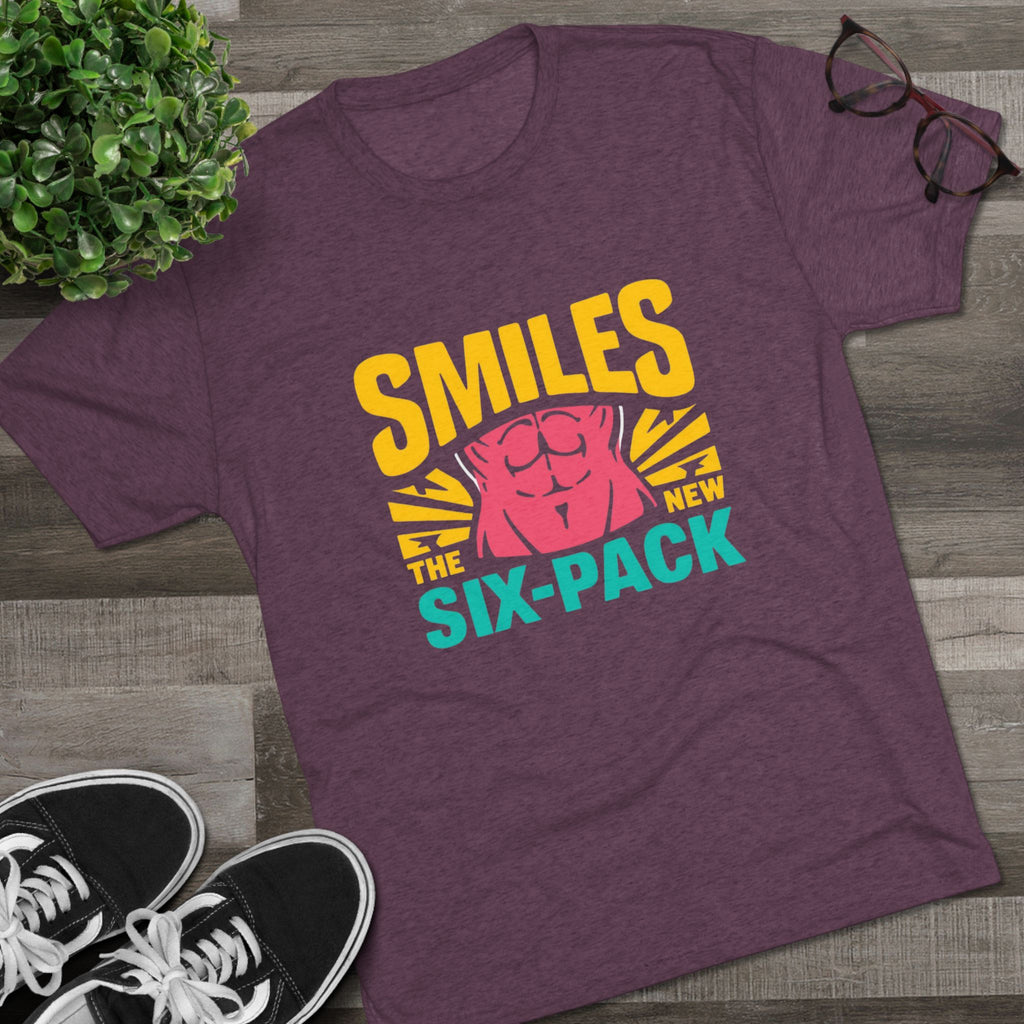 Smiles Six-Pack Tri-Blend Tee - Fun T-Shirt for Fitness Lovers, Workout Motivation, Funny Gift, Casual Wear, Birthday Present