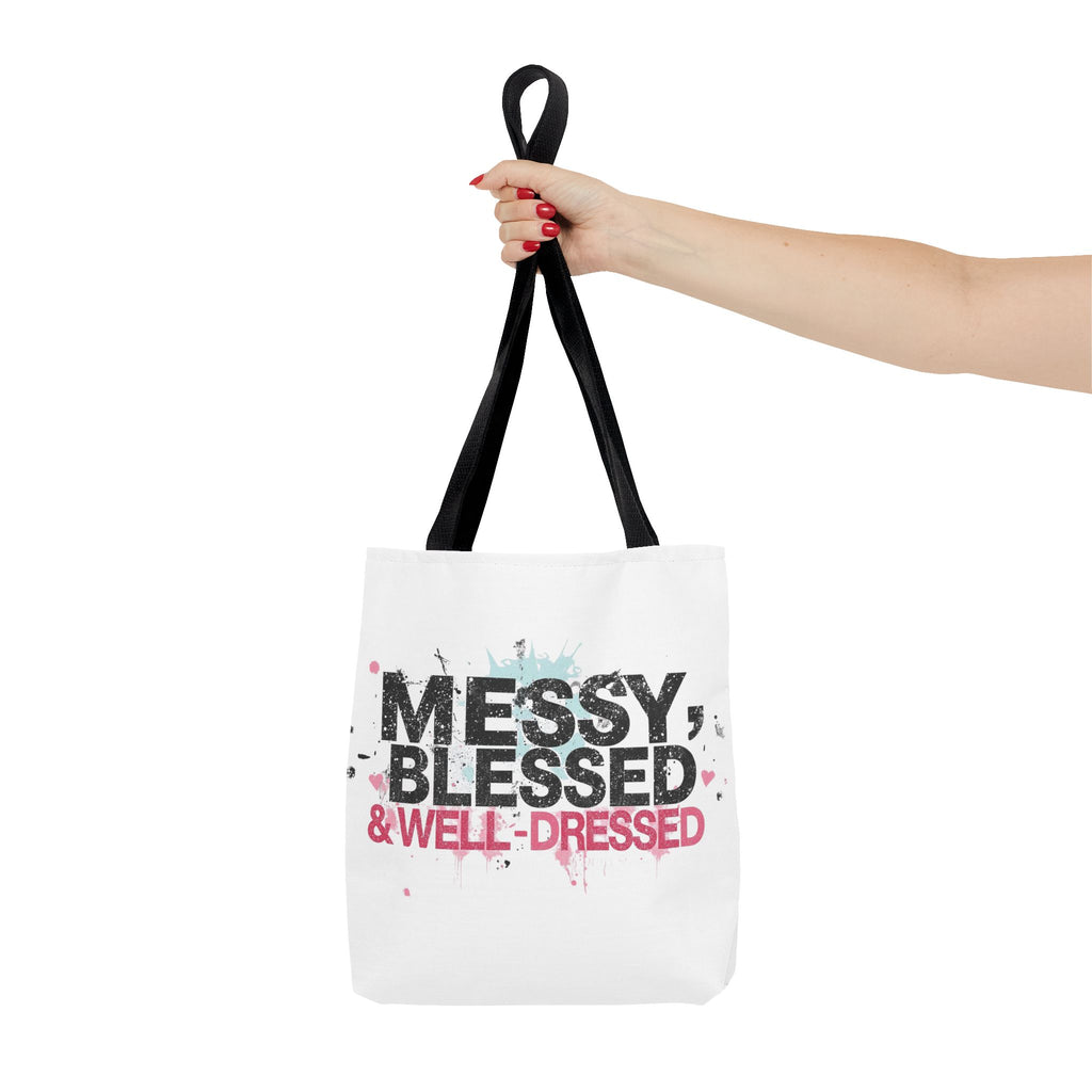 Messy, Blessed & Well-Dressed Tote Bag - Stylish Everyday Companion for Moms, Gifts, Shopping, Beach, Travel