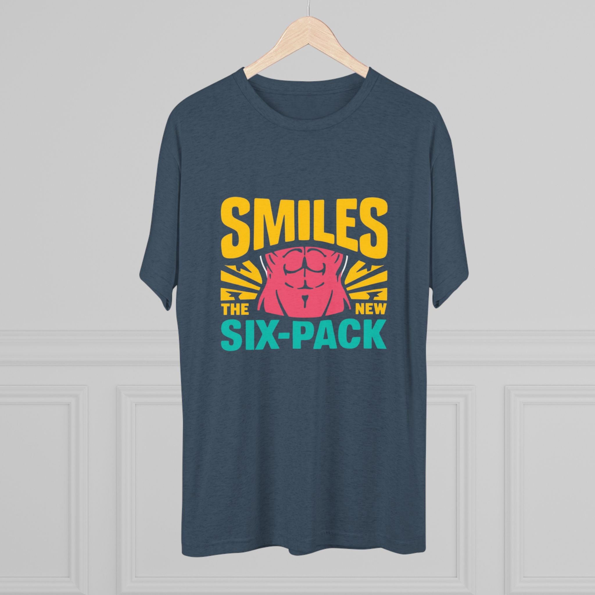 Smiles Six-Pack Tri-Blend Tee - Fun T-Shirt for Fitness Lovers, Workout Motivation, Funny Gift, Casual Wear, Birthday Present