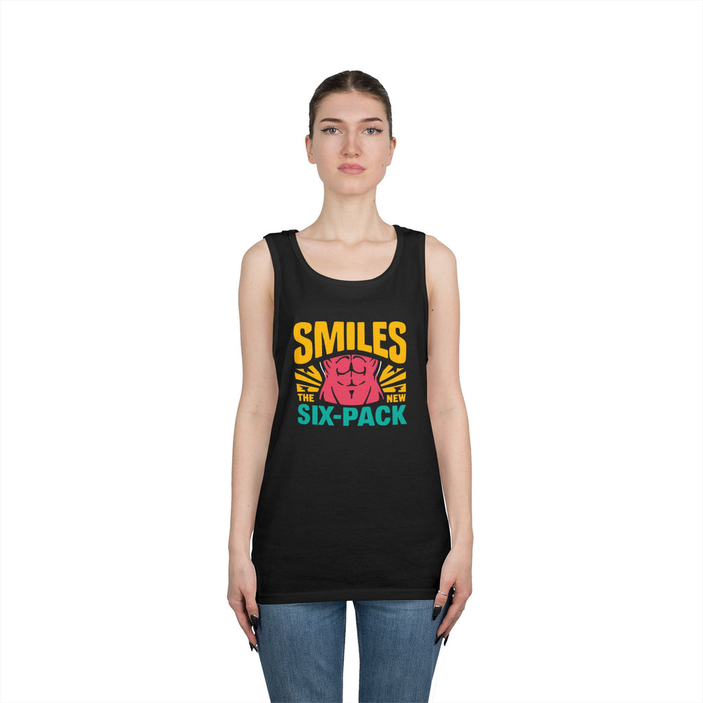 Smiles Six-Pack Cotton Tank Top | Funny Fitness Shirt, Unisex Workout Wear, Casual Summer Top, Gym Gift, Share a Smile Apparel