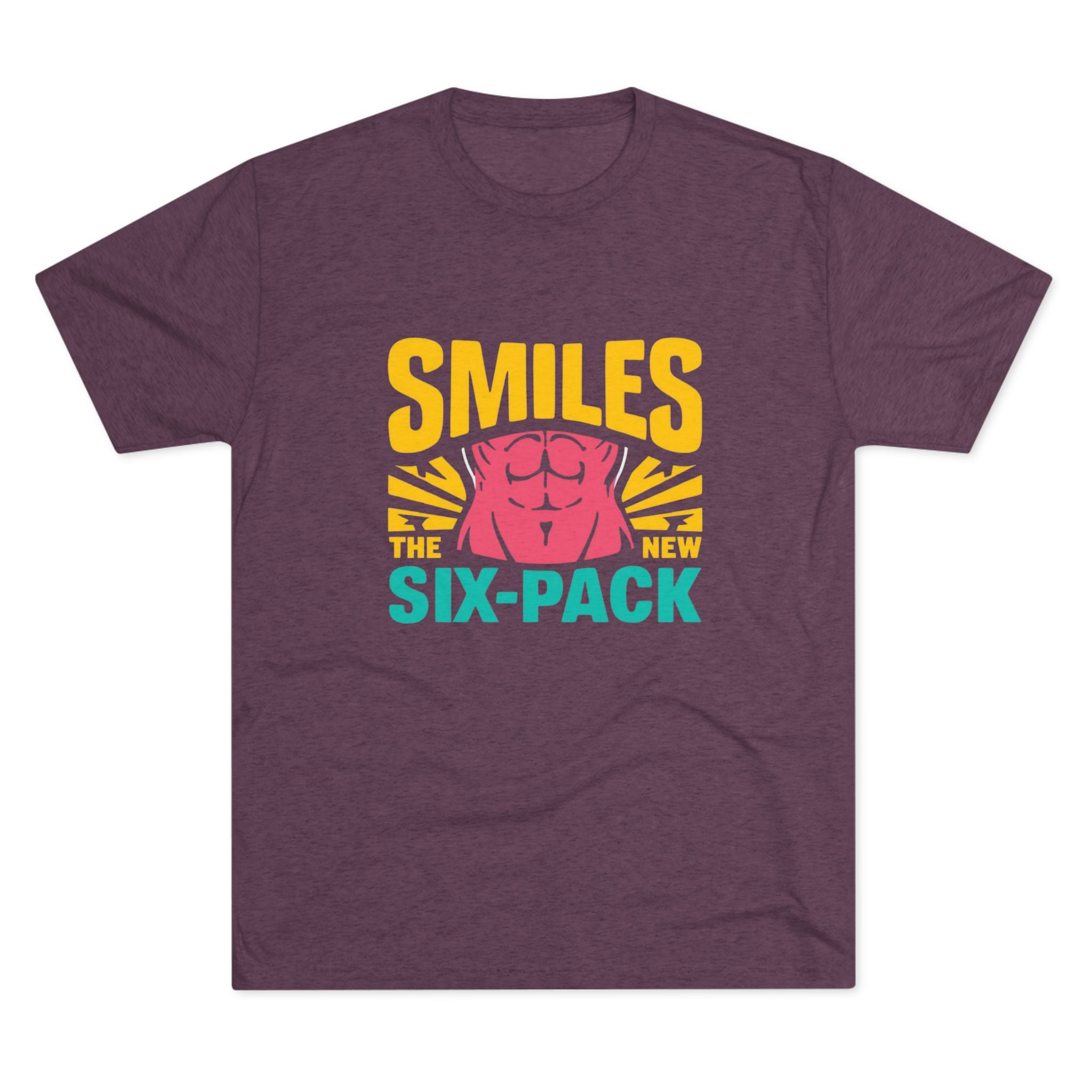 Smiles Six-Pack Tri-Blend Tee - Fun T-Shirt for Fitness Lovers, Workout Motivation, Funny Gift, Casual Wear, Birthday Present