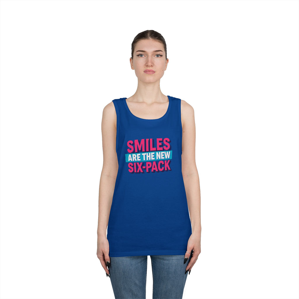 Smiles are the new Six Pack - Unisex Heavy Cotton Tank Top