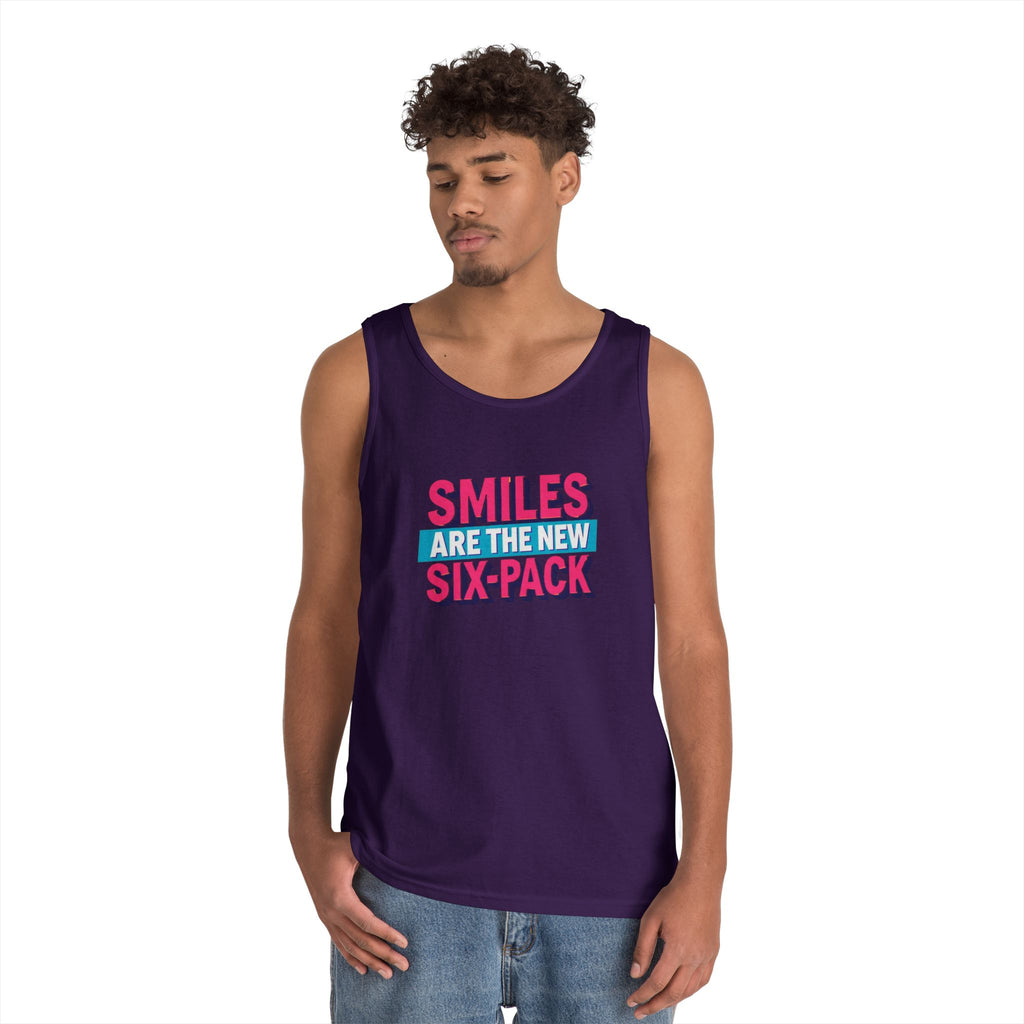 Smiles are the new Six Pack - Unisex Heavy Cotton Tank Top