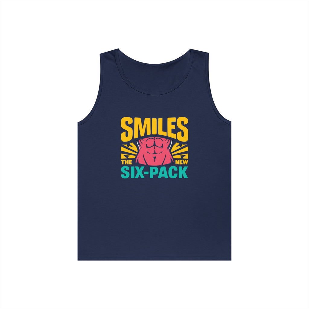 Smiles Six-Pack Cotton Tank Top | Funny Fitness Shirt, Unisex Workout Wear, Casual Summer Top, Gym Gift, Share a Smile Apparel