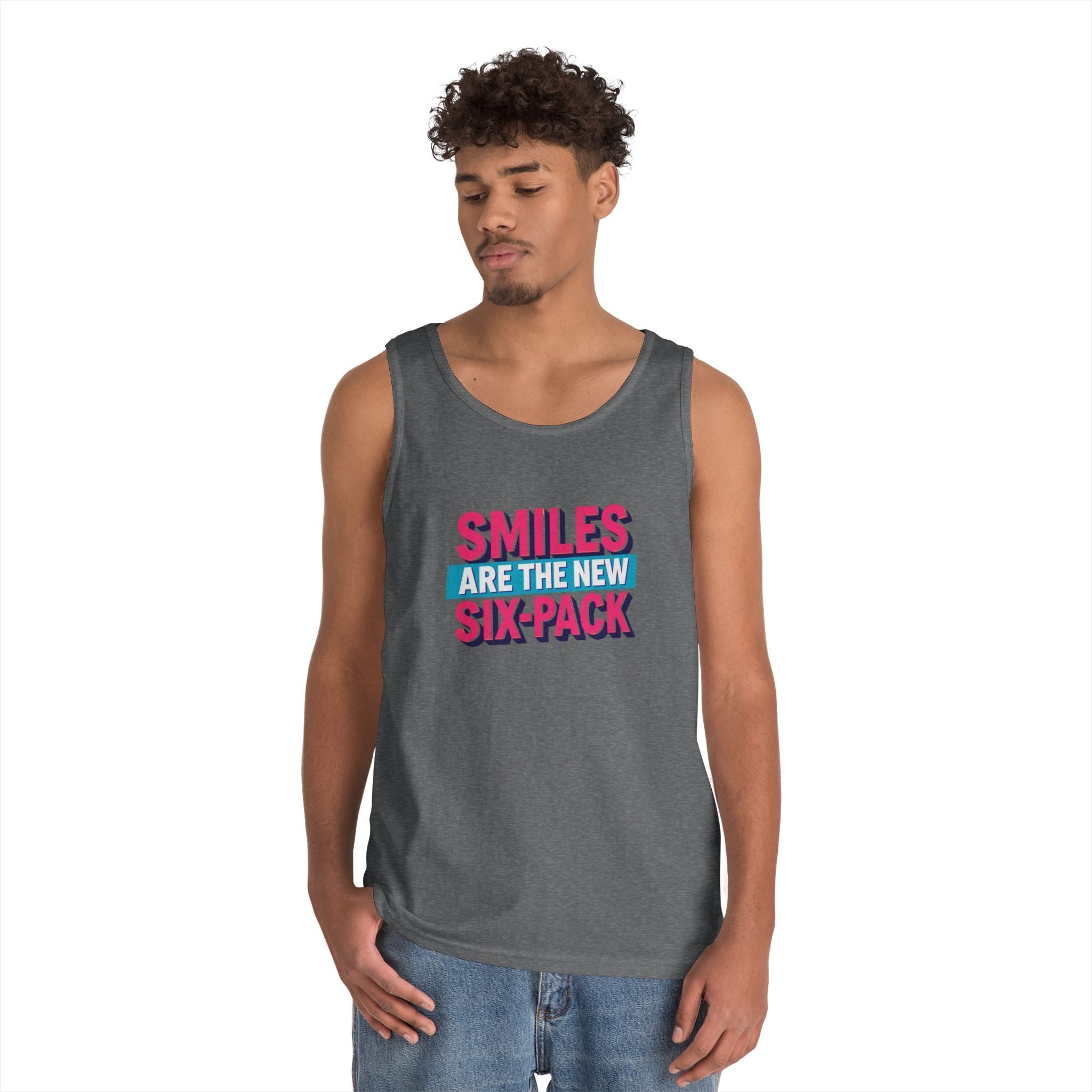 Smiles are the new Six Pack - Unisex Heavy Cotton Tank Top