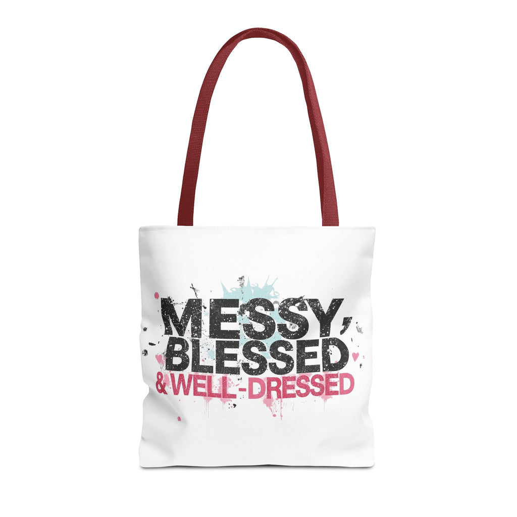 Messy, Blessed & Well-Dressed Tote Bag - Stylish Everyday Companion for Moms, Gifts, Shopping, Beach, Travel