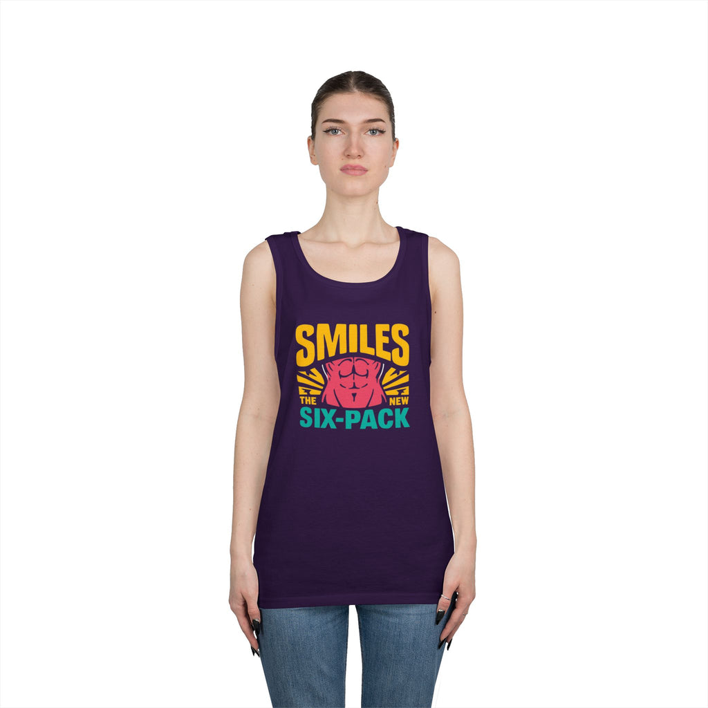 Smiles Six-Pack Cotton Tank Top | Funny Fitness Shirt, Unisex Workout Wear, Casual Summer Top, Gym Gift, Share a Smile Apparel