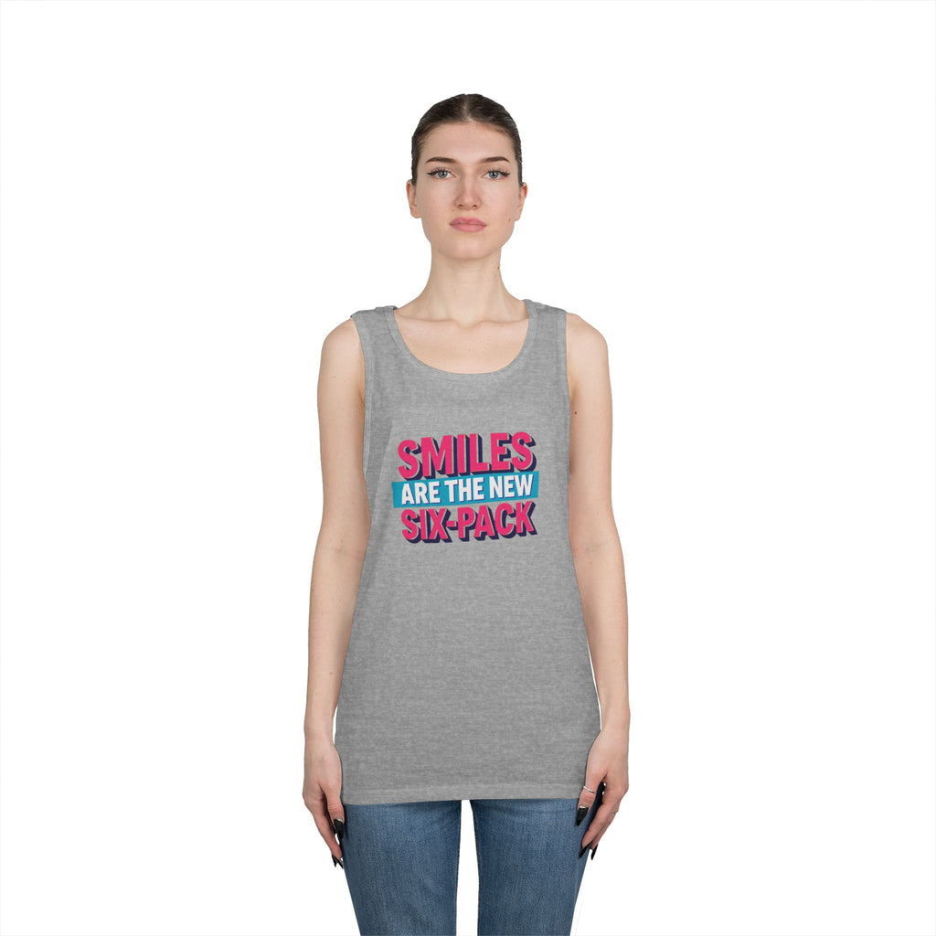 Smiles are the new Six Pack - Unisex Heavy Cotton Tank Top