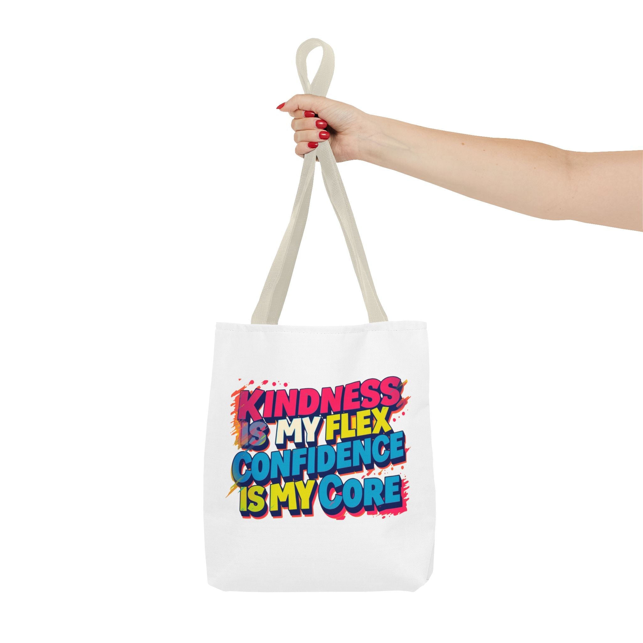 Confidence & Kindness Tote Bag - Motivational AOP Carryall for Every Day, Gift for Friends, Mindfulness, Affirmation, Eco-Friendly