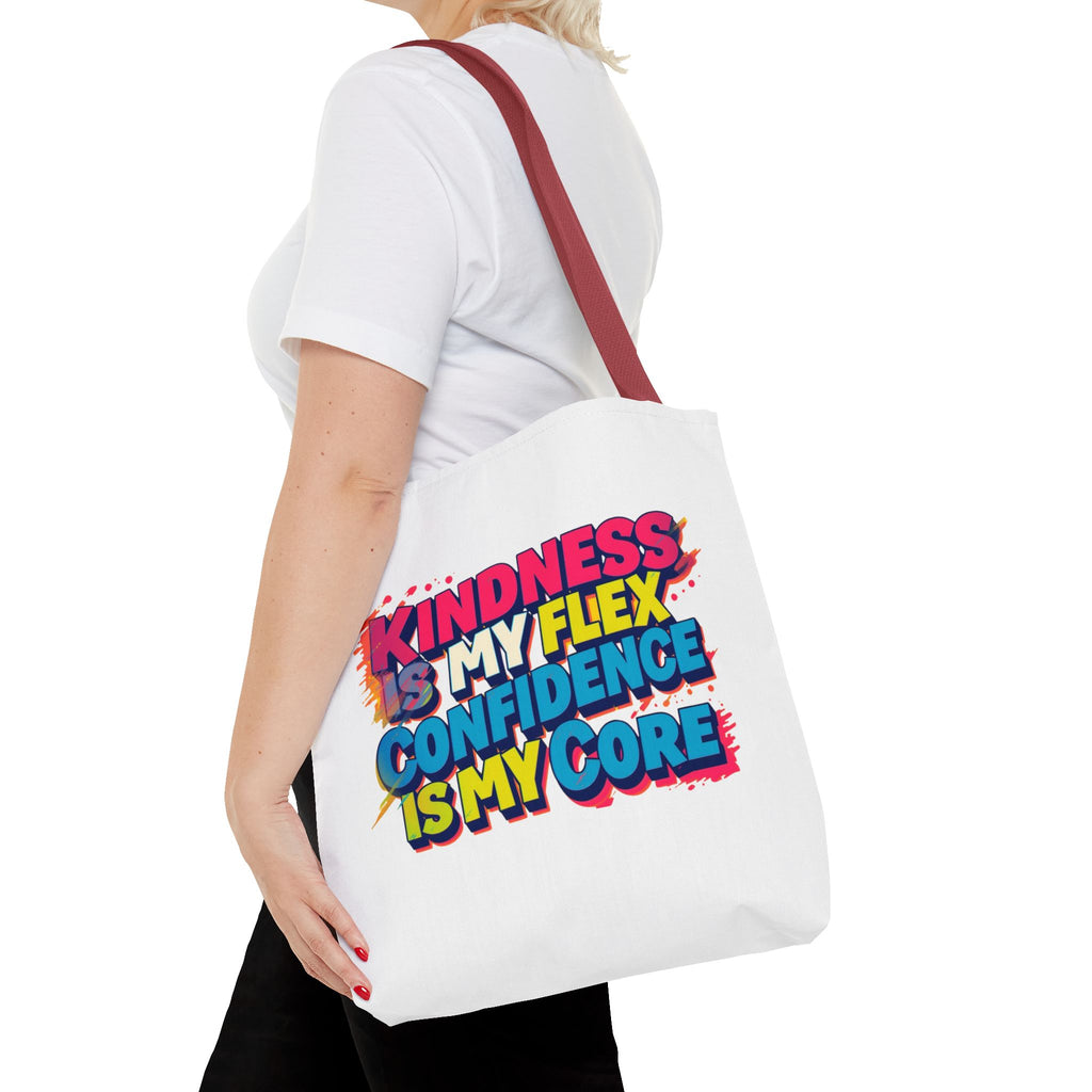 Confidence & Kindness Tote Bag - Motivational AOP Carryall for Every Day, Gift for Friends, Mindfulness, Affirmation, Eco-Friendly