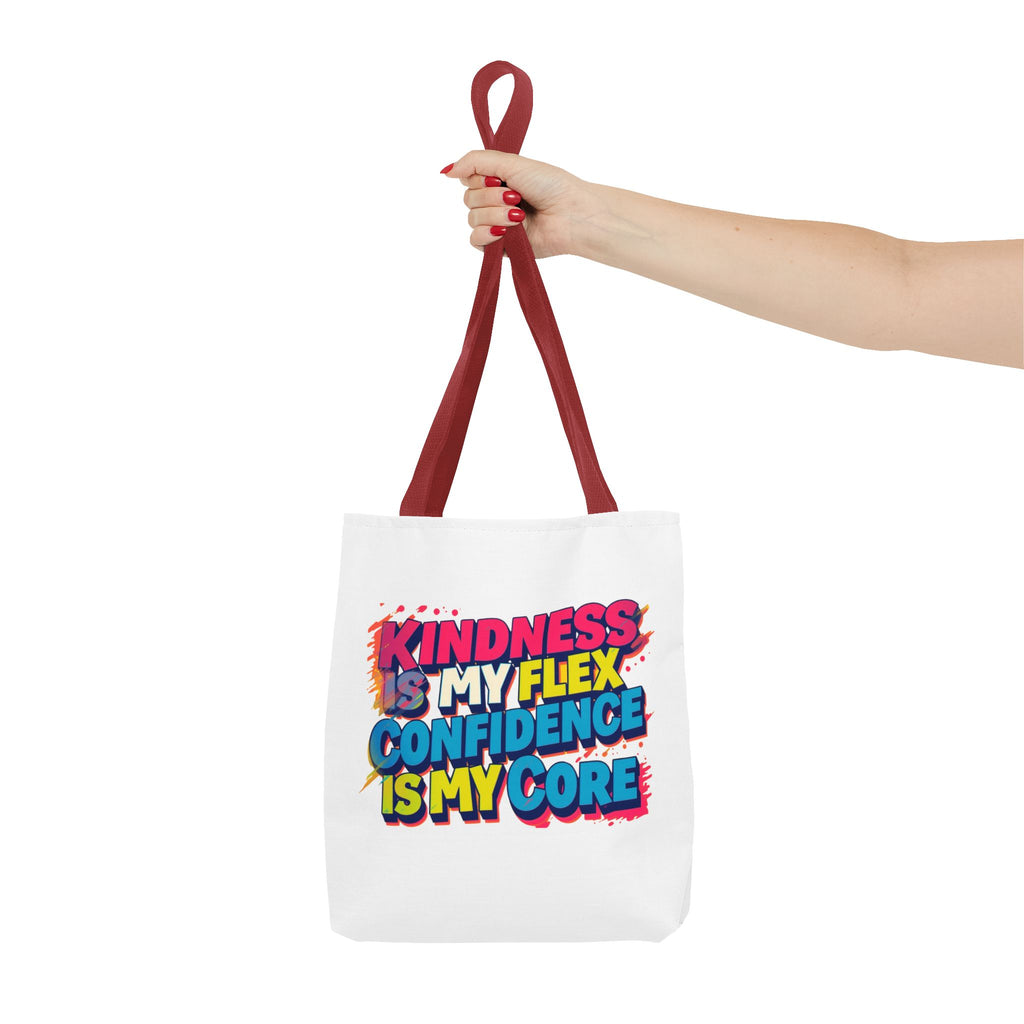 Confidence & Kindness Tote Bag - Motivational AOP Carryall for Every Day, Gift for Friends, Mindfulness, Affirmation, Eco-Friendly